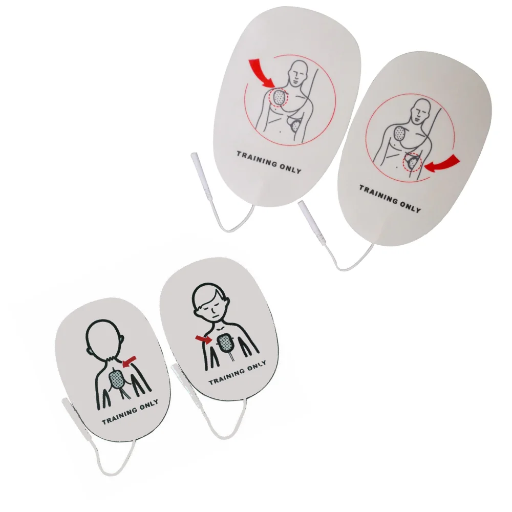 Наши сменные тренировочные электроды Hearthero® AED доступны как во взрослом, так и в детском размере.